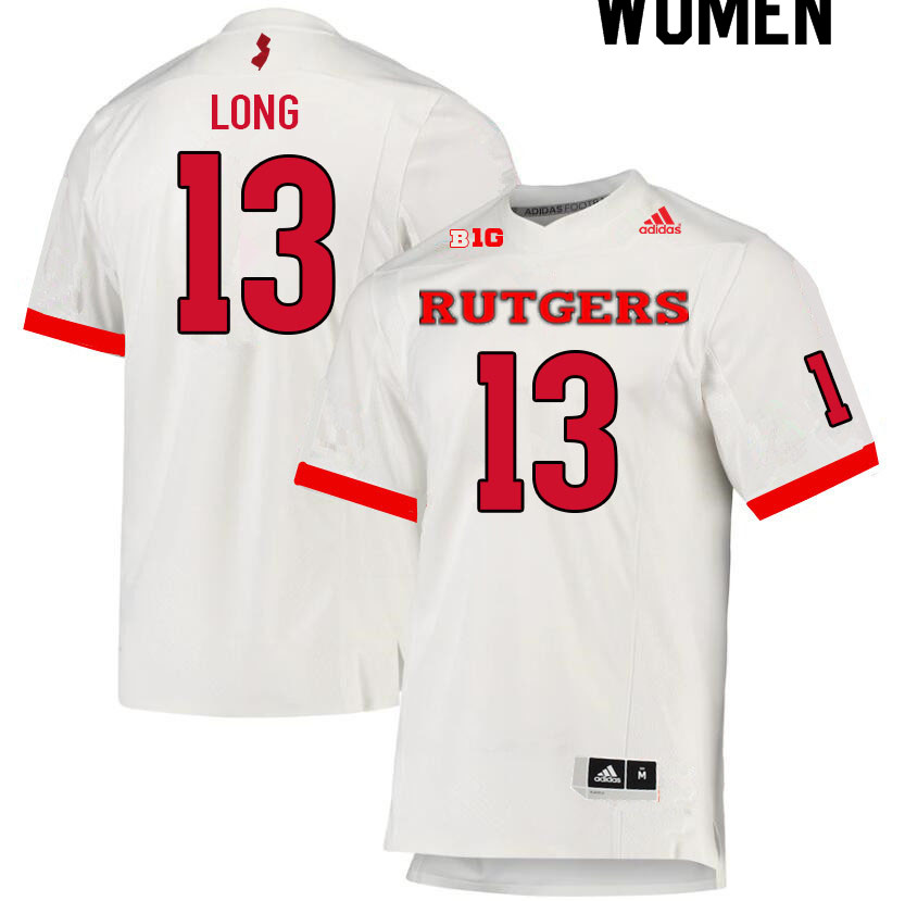 Women #13 Chris Long Rutgers Scarlet Knights College Football Jerseys Sale-White - Click Image to Close